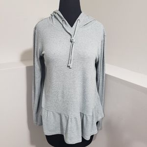 Jane and Delancey Hooded Knit Ruffle Drop Hem Top